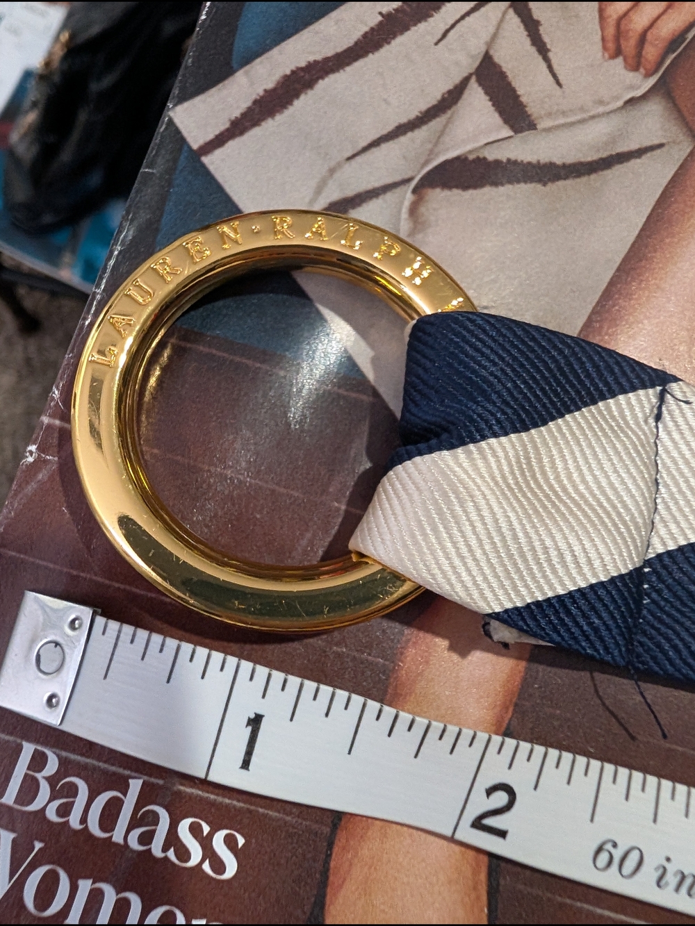 Navy & Cream Stripe Belt - Picture 2 of 3